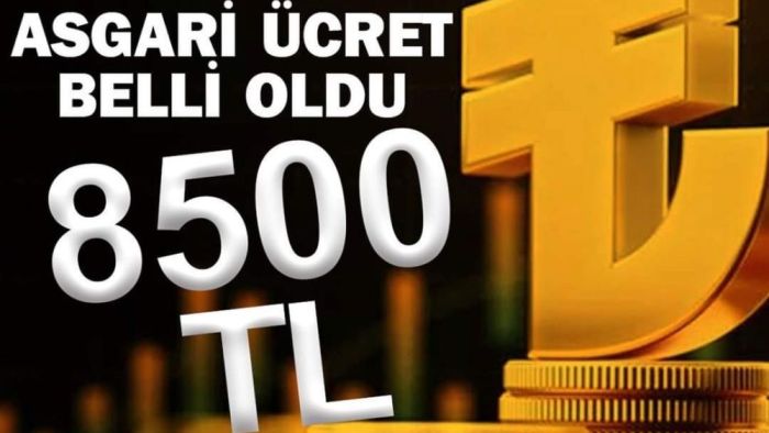 2023 yılı asgari ücret 8 bin 500 TL oldu.